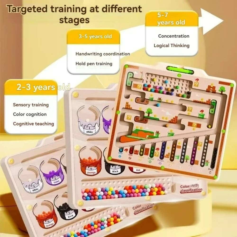Children's Magnetic Maze Walking Ball Baby Concentration Training, Writing Logic Thinking 3-4 Year Old Early Education Puzzle To
