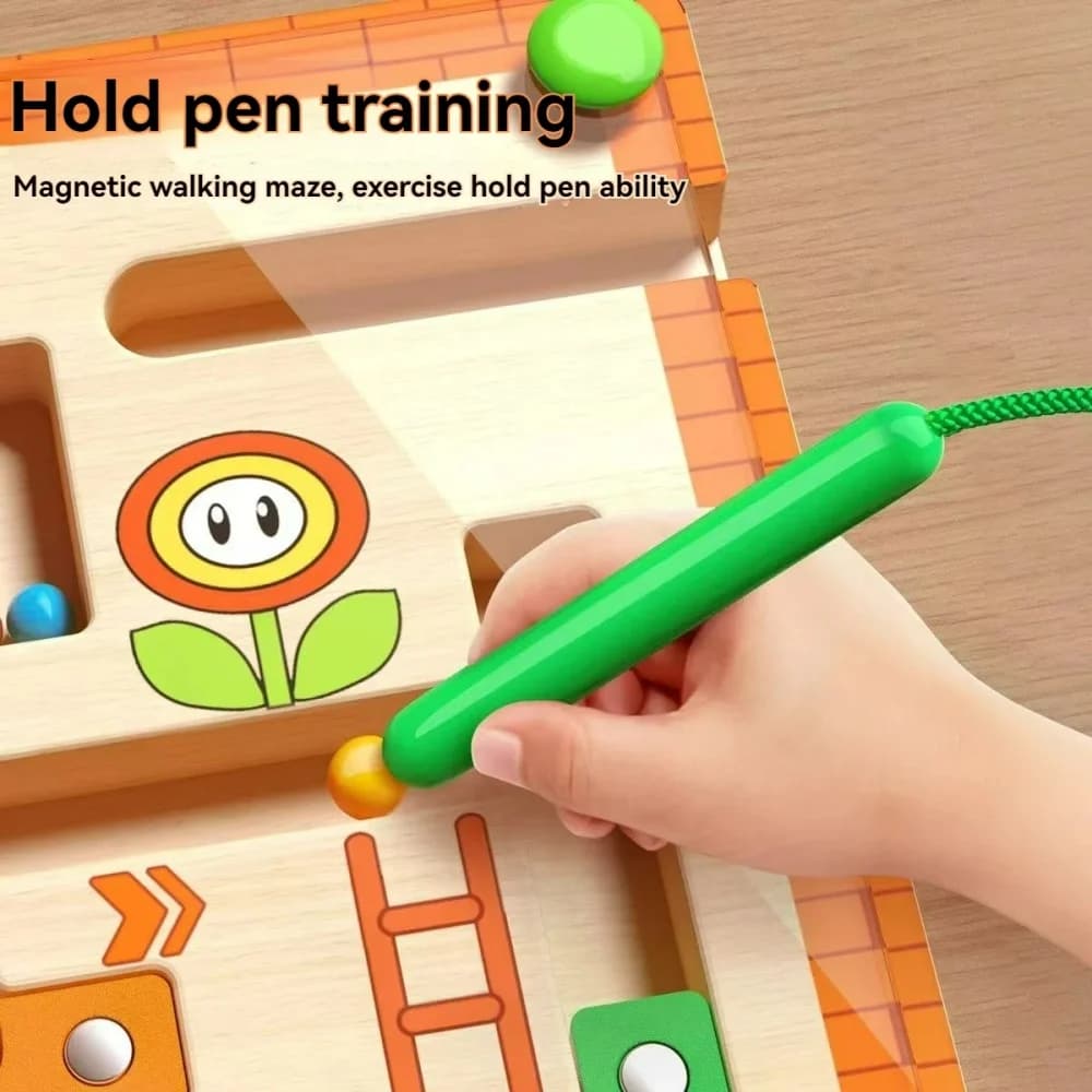 Children's Magnetic Maze Walking Ball Baby Concentration Training, Writing Logic Thinking 3-4 Year Old Early Education Puzzle To