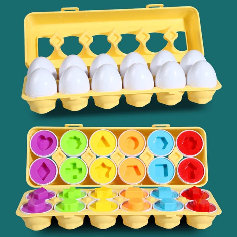 12 Matching Eggs Montessori Sensory Baby Toys Easter Eggs Chicken Colors Shapes Sorter Learning Educational Toy For  Kids Gifts