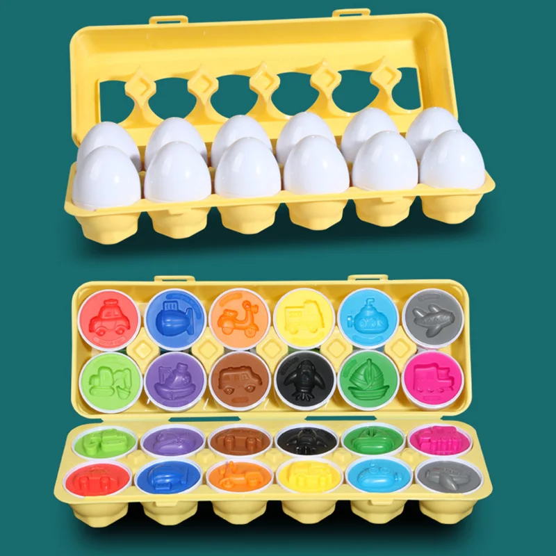 12 Matching Eggs Montessori Sensory Baby Toys Easter Eggs Chicken Colors Shapes Sorter Learning Educational Toy For  Kids Gifts